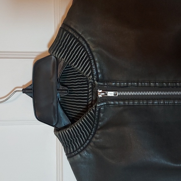 Princess Polly Faux Leather Jacket Washed Green - Picture 7 of 16